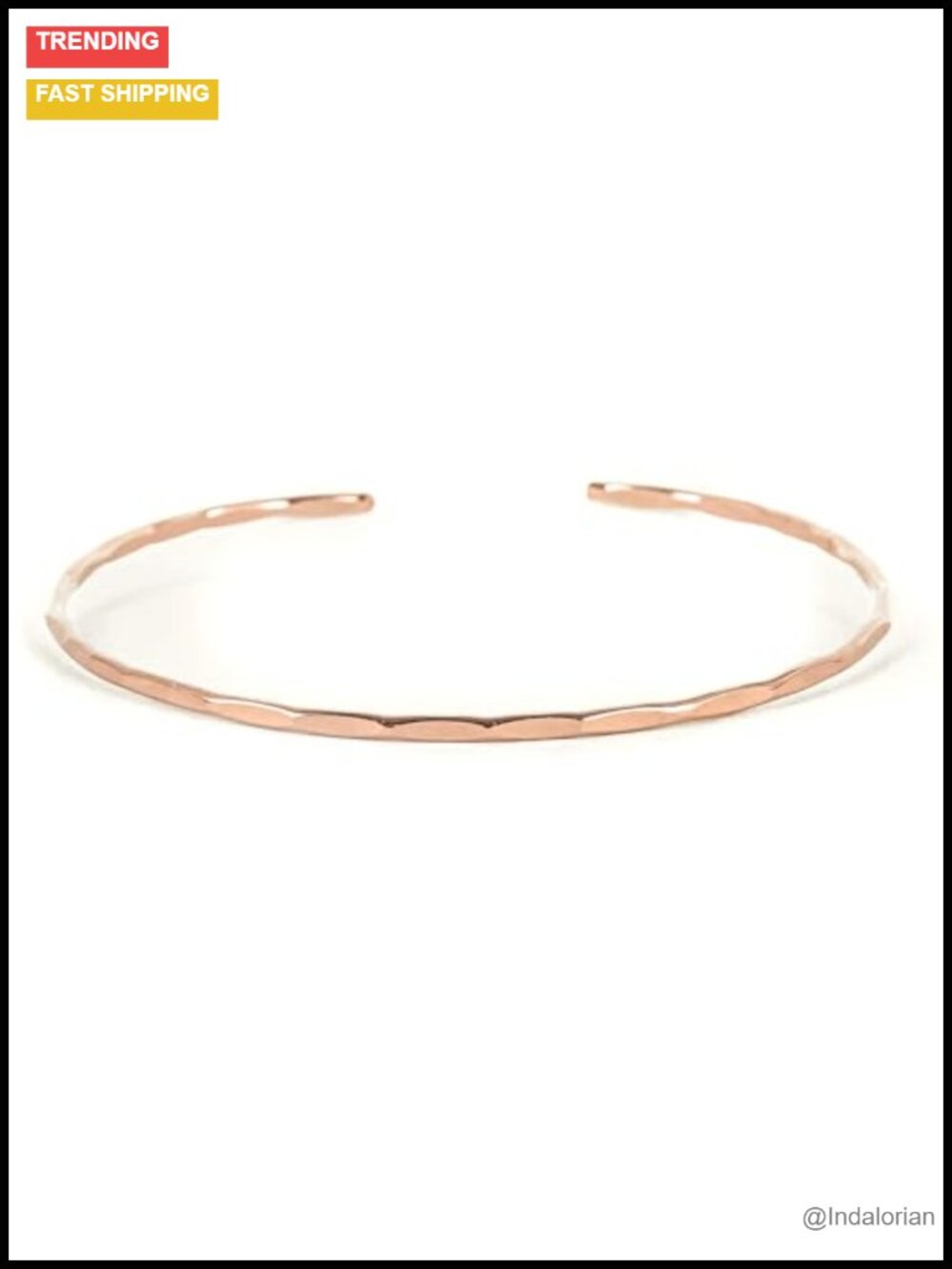 Thin Hammered Cuff 14K Rose Gold Filled Stacking Bracelet